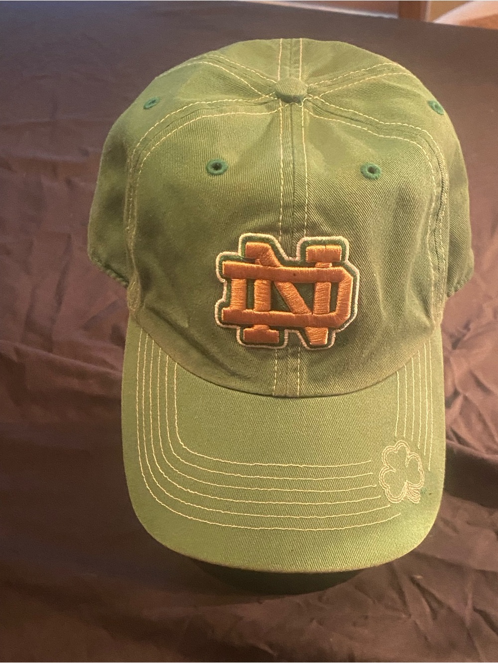 Twins Enterprise Notre Dame Fighting Irish Green Adjustable Cap Licensed Hat VTG